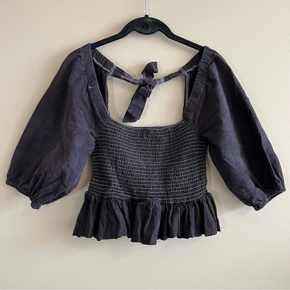 ✨ Nasty Gal Purple Puff Sleeve Smocked Top 10